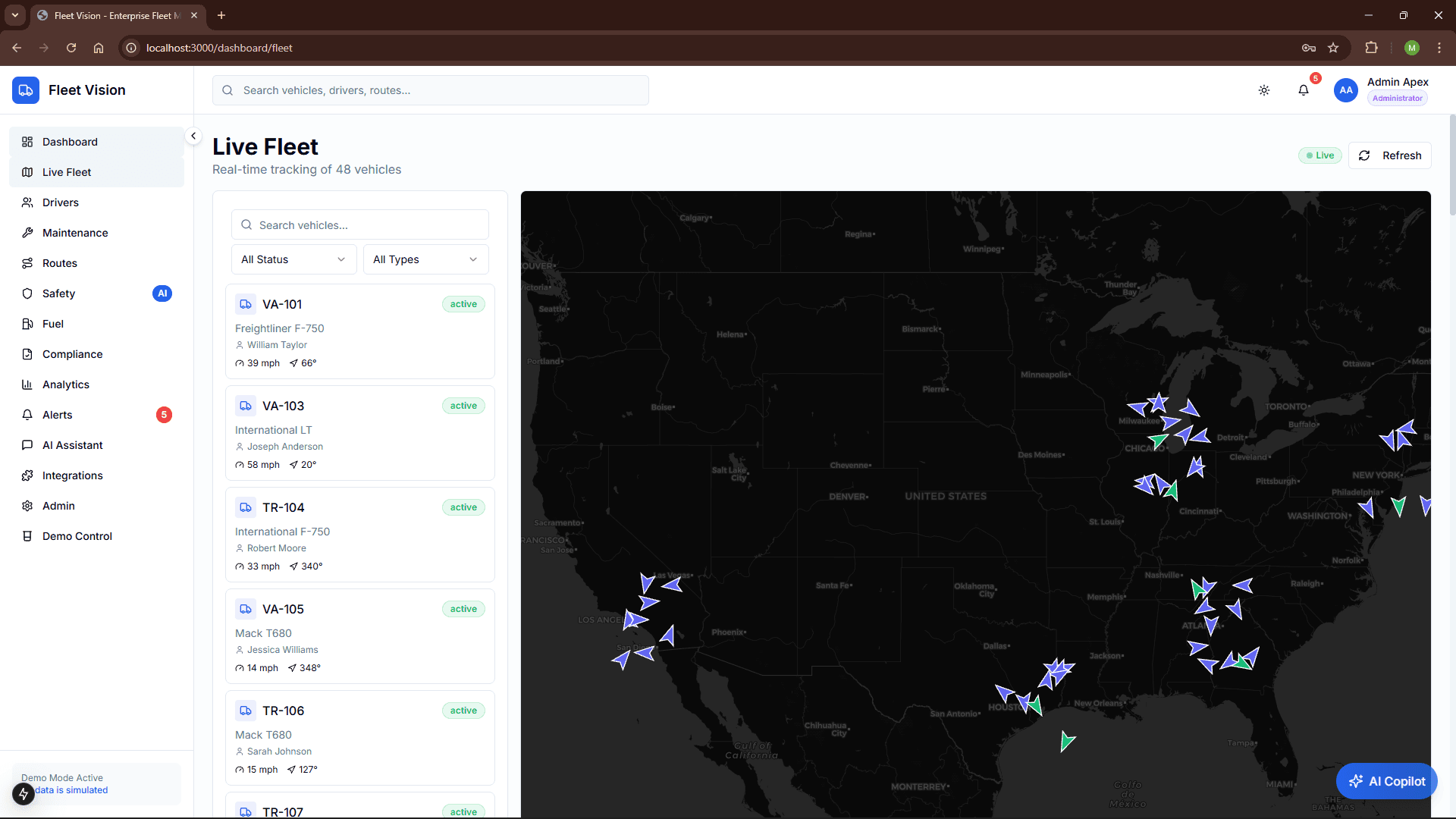 Live Fleet Tracking
